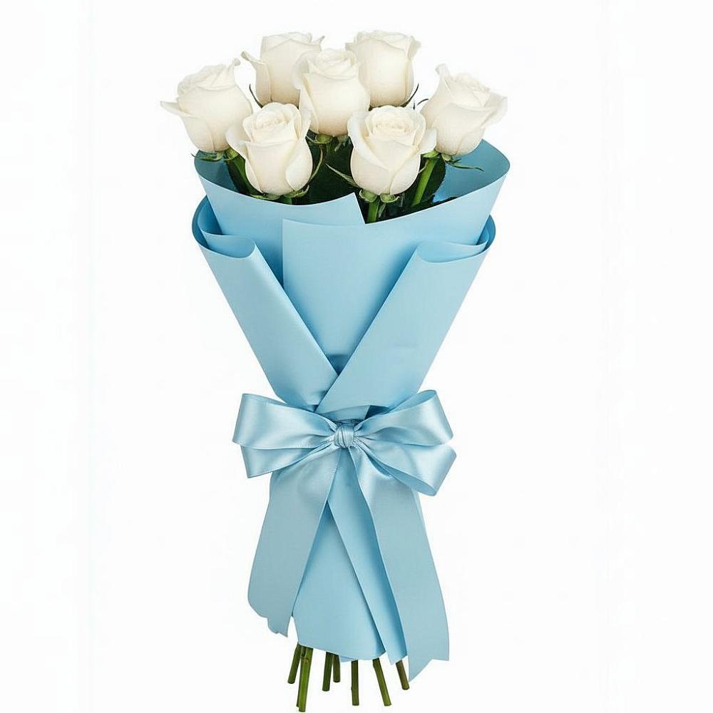 Букет 7 белых роз Проуд в Нефтегорске Самарской области