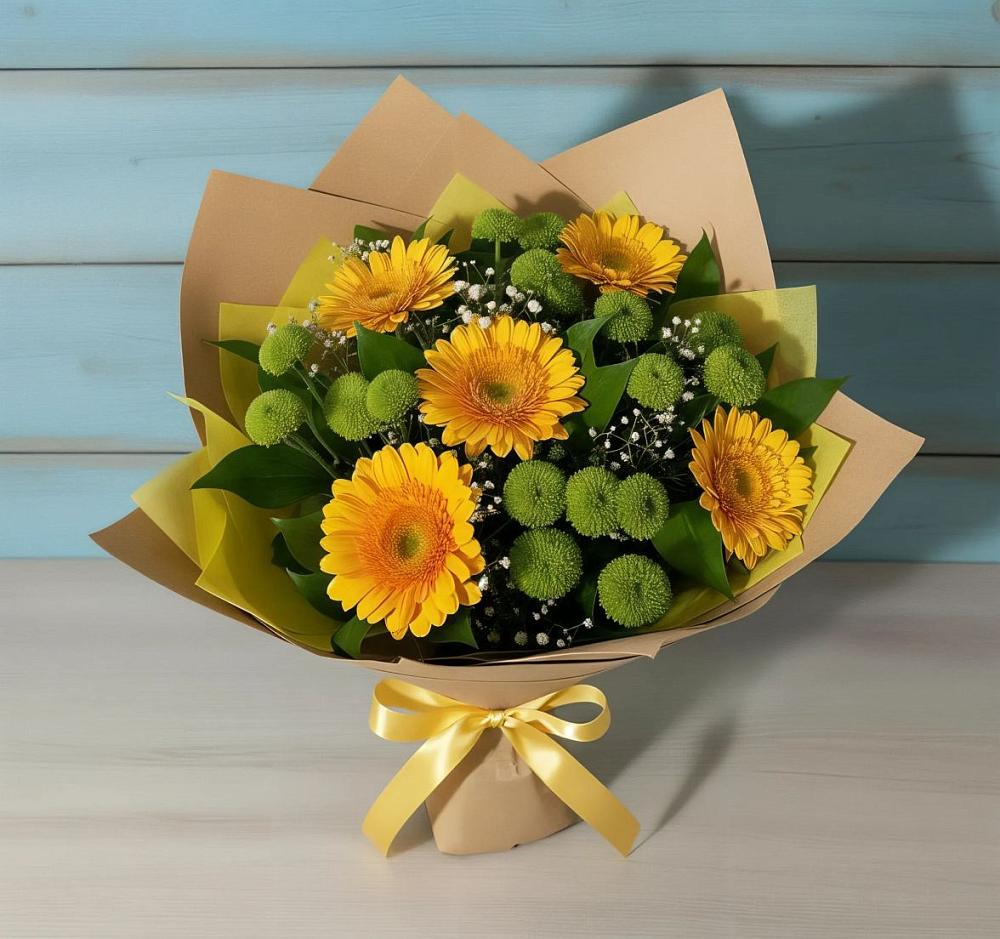 Букет цветов из: Герберы и Хризантемы в Нефтегорске Самарской области