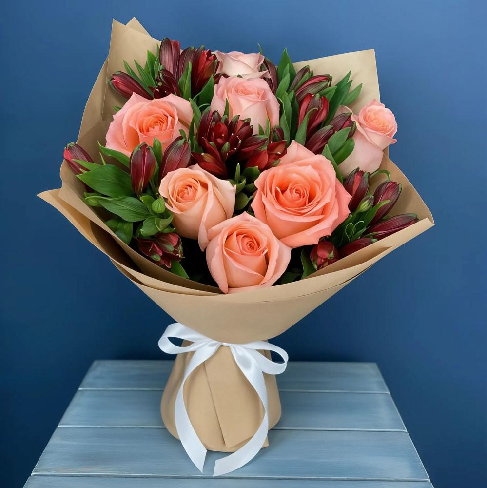 Букет цветов из: Розы и Альстромерии в Нефтегорске Самарской области