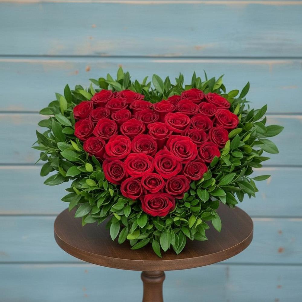 Цветочная композиция из Розы в виде сердца в Нефтегорске Самарской области