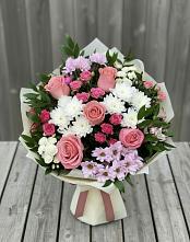 Букет цветов из:  Альстромерии, Гвоздики, Розы и Хризантемы #REPLACE_PRED# Нефтегорске Самарской области
