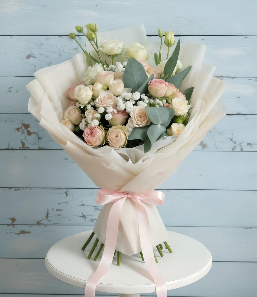 Букет цветов из: Розы и Лизиантусы в Нефтегорске Самарской области