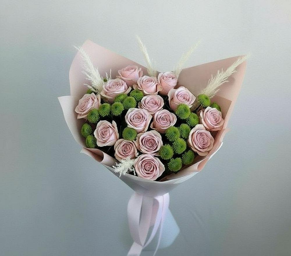 Букет цветов из: Розы и Хризантемы в Нефтегорске Самарской области