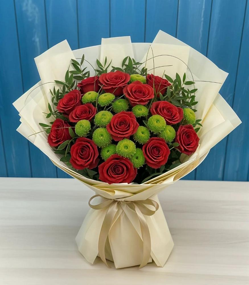 Букет цветов из: Розы и Хризантемы в Нефтегорске Самарской области